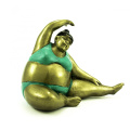 China casting metal yoga woman bronze fat lady art sculpture